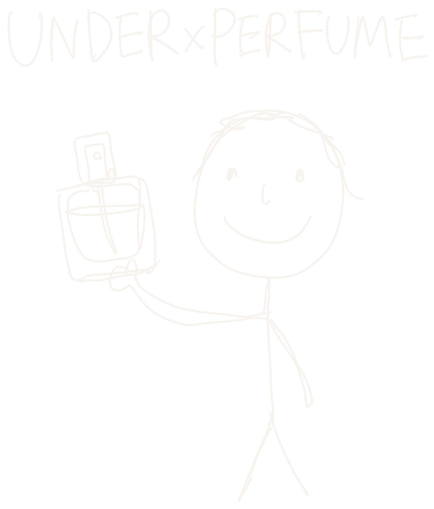 Hand-drawn UNDER x PERFUME character cutout